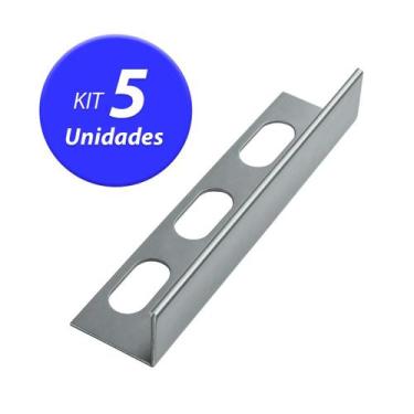 Imagem de Kit 5 Filete Metálico Soleira Perfil L Em Aço Inox 1 M