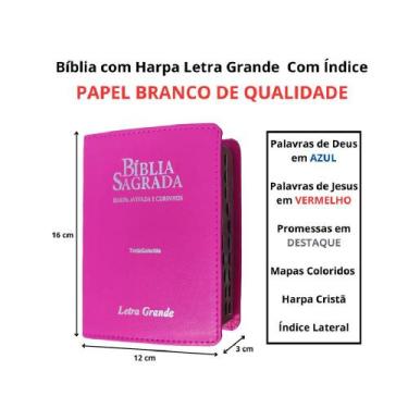 Imagem de Bíblia sagrada com letra grande  arc  harpa e corinhos  média  índice 