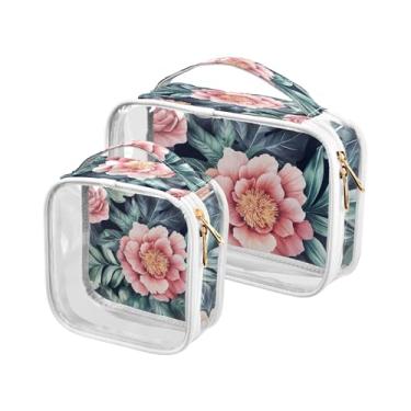 Imagem de xigua Bolsa de maquiagem feminina de peônias em aquarela, bolsa de cosméticos de viagem, bolsa de higiene portátil à prova d'água para viagens, férias, organização de banheiro