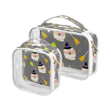Imagem de xigua Bolsa de maquiagem de fantasmas de Halloween para mulheres, bolsa de cosméticos de viagem, bolsa de higiene portátil à prova d'água para viagens, férias, organização de banheiro