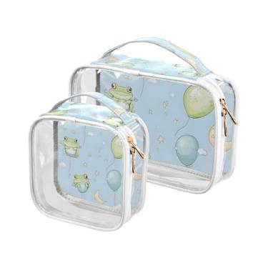 Imagem de xigua Bolsa de maquiagem de sapos de desenho animado para mulheres, bolsa de cosméticos de viagem, bolsa de higiene portátil à prova d'água para viagens, férias, organização de banheiro