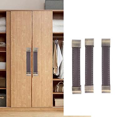 Imagem de 3 Peças Alça de Couro para Porta Armário Gaveta Metal Liga Zinco Móveis Armários Estantes Roupeiros Bagagens Caixa Vinho