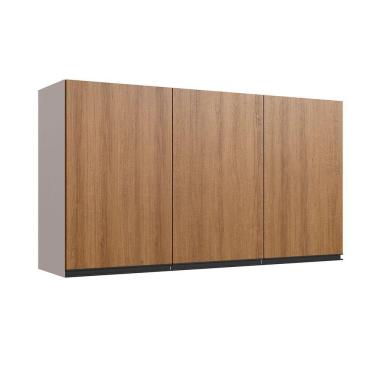 Imagem de Armário Aéreo Cozinha 120 Cm 3 Portas 2 Prateleiras Quiditá Fumê/montana