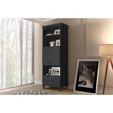 Imagem de Armário Organizador Com Portas E Gavetas Library Preto - Luapa