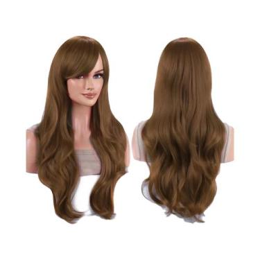 Imagem de Peruca Sintética Colorida De 70cm Com Ondas E Franja Para Mulheres, Fa