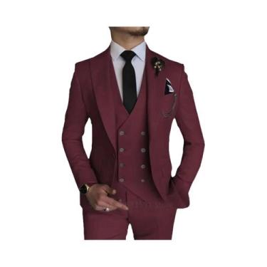 Imagem de Ternos Slim Fit De 3 Peças Para Casamento Masculino: Blazer, Colete E 