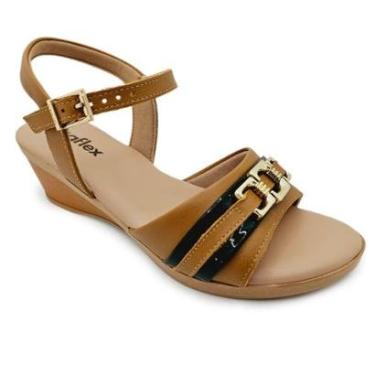 Imagem de Sandália Usaflex Plataforma em Couro Enfeite Metálico-Feminino