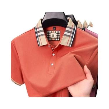 Imagem de Camisa Polo Masculina De Manga Curta Em Cor Sólida, Algodão Mercerizad