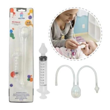 Imagem de Kit Aspirador Sucção e Seringa Lavador Nasal Catarro - Vila toy