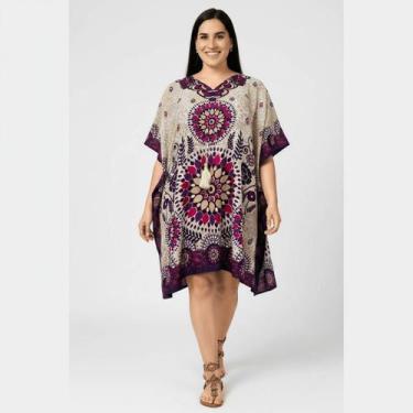 Imagem de Bata Kaftan Feminina Indiana Curta Tradicional com Amarração na Cintur
