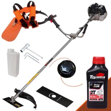 Imagem de Máquina de Cortar Grama Anmax CG430-B À Gasolina 43cc 1,7HP 12.000rpm 2T Roçadeira Lateral Com Carretel de Nylon e Faca 2 Pontas + ÓLEO TOYAMA 2T