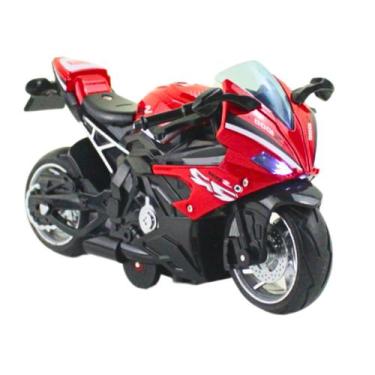 Imagem de Brinquedo Moto de Ferro Esportiva Com Fricção Luz e Som 1 Peça - - MSB