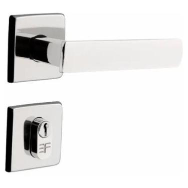Imagem de Fechadura Porta Externa Roseta Quadrada Cromada 3f 40mm