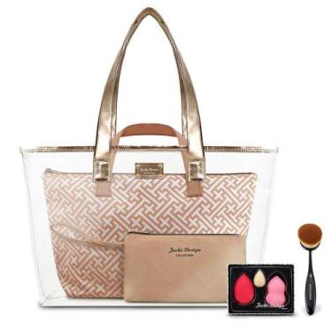 Imagem de Kit Bolsa 3pcs, Esponja 3pcs, Pincel Escova - Dourado Dourado - JACKI 