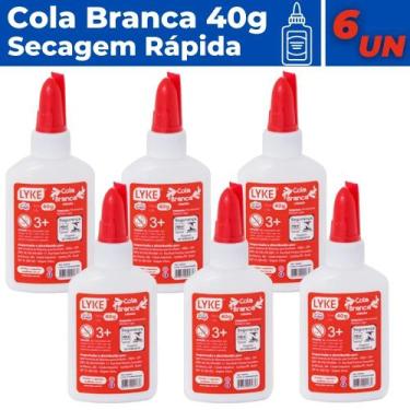 Imagem de Cola Líquida Branca Uso Escolar E Artesanal 40g Kit 6 Unidades - Lyke