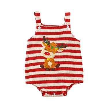 Imagem de Macacão De Bebê Bordado Festivo De Natal Com Alças, Body Infantil Para