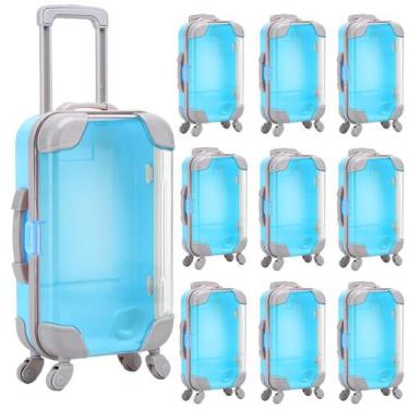 Imagem de Caixa de Presente AIOMOB Kit com 10 Maletinhas Mini Azul 9,5x5x17 cm