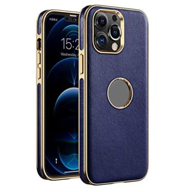 Imagem de Capa para iPhone 13 Mini/13/13 Pro/13 Pro Max, capa de telefone fina de couro premium à prova de choque leve, revestimento de TPU (poliuretano termoplástico), carregamento sem fio, azul 2,13 de 6,1 polegadas
