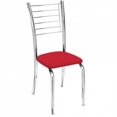 Imagem de Cadeira Lara Cromada Para Cozinha Corino Vermelho