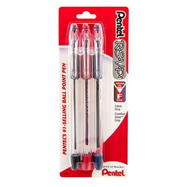 Imagem de Pentel R.S.V.P. Caneta esferográfica, linha fina, tinta sortida, pacote com 3 (BK90BP3M)