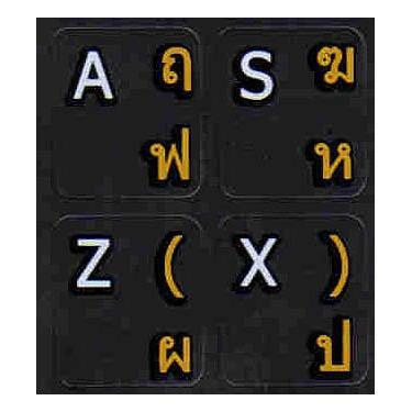 Imagem de Adesivos de teclado de fundo preto não transparente tailandês para laptops de computador desktop