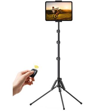 Imagem de Lamicall Tripé de chão para tablet – Suporte para tablet de 65 polegadas com altura ajustável para stream/assistir com controle remoto Bluetooth, para iPad Pro 12.9, Mini, Air, iPhone e tablet e