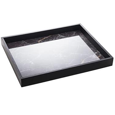 Imagem de Bandeja de Madeira com Estampa Mármore Preto 46cm X 36cm X 4,5cm - Woodart