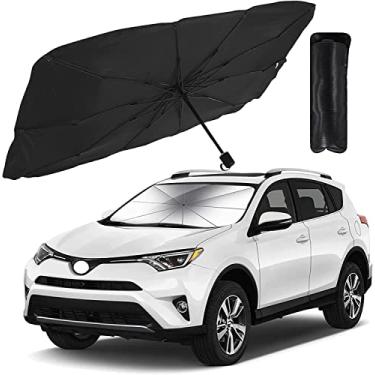Imagem de Guarda-chuva de para-brisas para carro HelloTree, proteção contra raios UV e sol quente, guarda-chuva refletor dobrável portátil para janela frontal do carro