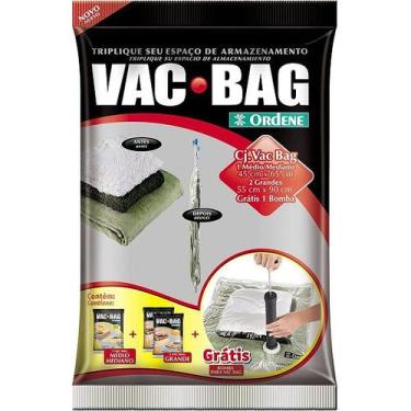 Imagem de Conjunto Saco Para Armazenagem A Vacuo Vac Bag Bomba + 1 Medio + 2 Gra