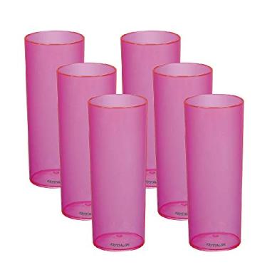 Imagem de Kit 6 Copos Tubo Rosa 300ml Acrílico