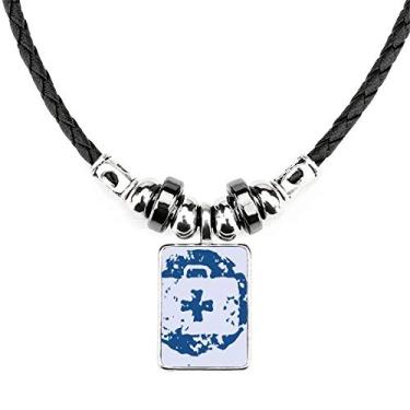 Imagem de DIYthinker Kit de Primeiros Socorros Azul Design Estampa de Ilustração Colar Joias Torque Pingente de Corda de Couro