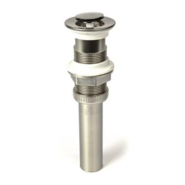 Imagem de PF WaterWorks PF0717S-BN DecoDRAIN Drenagem decorativa de empurrar para pia pop-up, ABS chapeado, listado em CUPC, tampa pequena (3,3 cm), sem transbordamento, níquel escovado