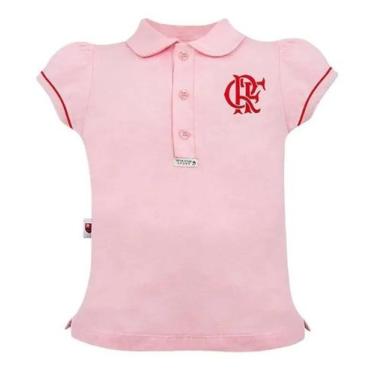 Imagem de Camisa Flamengo Infantil Polo Feminina Rosa Oficial Revedor