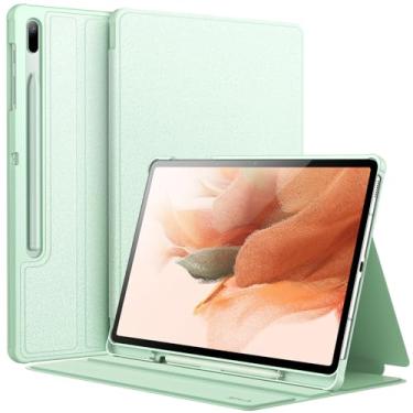Imagem de JETech Capa para Samsung Galaxy Tab S8 Plus 2022 / S7 FE 2021 / S7 Plus 2020 12,4 Polegadas com S Pen Suporte de Lápis, Suporte Fólio Slim Tampa Protetora Mesa, Ângulo de Visão Dupla (Verde Eneovado)