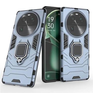 Imagem de HANPINYOU Shockproof Car Magnetic Adsorption Surper Anti-Drop Case With Rotating Ring For Oppo Find X6 Pro Hybrid Hard PC + Soft TPU Armor Stand Holder Cover Shell (Find X6 Pro,Blue)