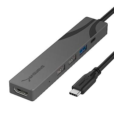 Imagem de SABRENT Hub USB-C multiportas com fornecimento de energia, saída HDMI, 3 portas USB A, 4K a 60Hz, 90W PD, alumínio [HB-SHPU]