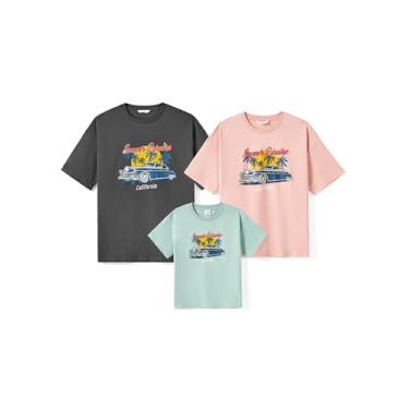 Imagem de PATPAT Camiseta casual de manga curta com estampa gráfica combinando para a família, Multicolorido, GG