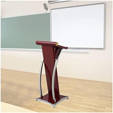 Imagem de Púlpito de fala para sala de aula escolar, suporte de pódio para púlpito de altura resistente de 43,3 polegadas, mesa de pé para leitura, fácil de instalar, vermelho