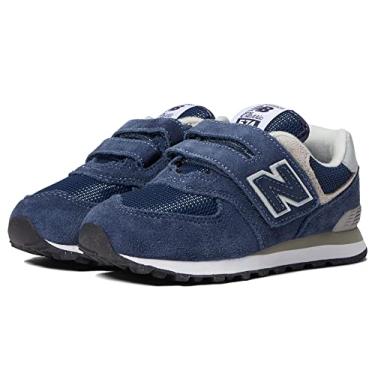 Imagem de New Balance Boy's 574 Core Hook and Loop Sneaker, Navy/White, 1 Wide Little Kid
