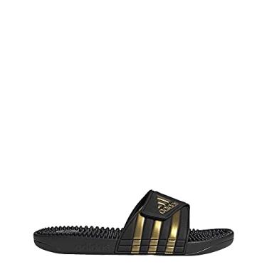 Imagem de adidas Adissage feminino, Preto/dourado metálico/preto, 14 Women/13 Men