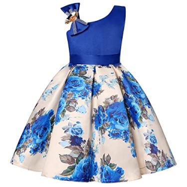 Imagem de BUNNY LULU Vestido para meninas com ombro inclinado, dama de honra, casamento, princesa...
