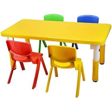 Imagem de Conjunto de mesa e cadeira infantil CTC, quarto infantil, sala de jogos, sala de estar, móveis de jardim de infância, fácil de limpar, adequado para crianças de 2 a 10 anos, amarelo, amarelo