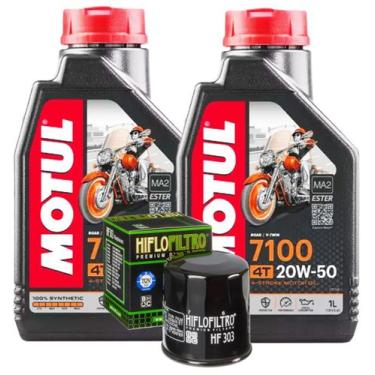 Imagem de Kit Oleo Kawasaki Er6 Er 600 Motul 7100 20w50 + Filtro Hiflo