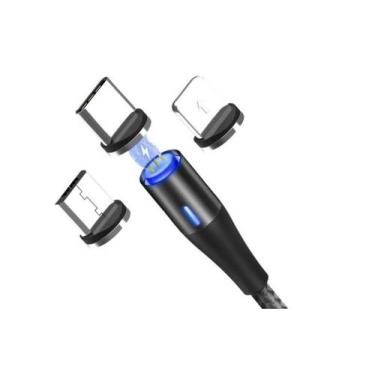Imagem de Cabo Usb Carregador Magnético Nylon Imã Rápido 3 Em 1 - JSX