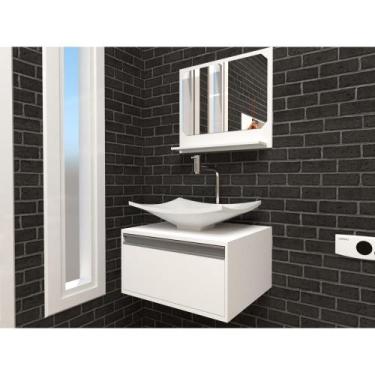 Imagem de Gabinete P/ Banheiro C/cuba + Espelho Maranata 50 Branco S/c Branco - 