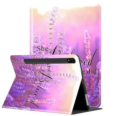 Imagem de Capa para tablet Samsung Galaxy Tab S8 Plus 2022/ Tab S7 FE 5G 2021/ Tab S7 Plus 2020 de 12,4 polegadas, suporte multiângulo com capa de proteção automática de hibernar/despertar - She Believed She