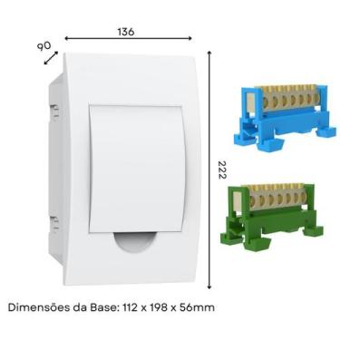 Imagem de Kit Caixa Quadro Embutir ou Sobrepor Para Disjuntor Din + Borneira Bar