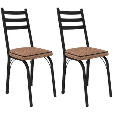 Imagem de Kit 2 Cadeiras para Cozinha Tubular D-13 Nara de Aço - Artefamol, Pret