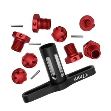 Imagem de Rcarmumb Cubos de roda de alumínio de 17 mm, porcas e estrias, atualizações de chave de roda para 1/10 Widemaxx Max, RC anodizado hops up para o modelo #89086-4, #89076-4, substitui #8654, 7758,
