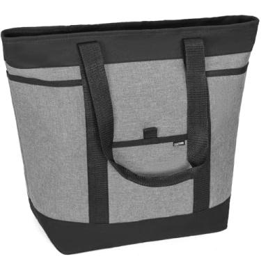 Imagem de OUUTMEE Bolsa térmica térmica de compras grande para freezer, bolsa térmica para viagem, praia, entrega de comida para comida fria/quente com zíper